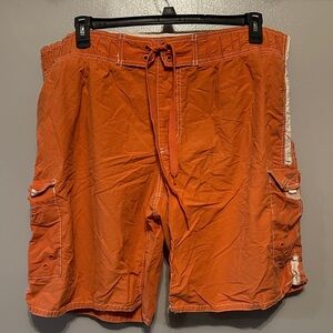 Arizona Jean Company Men's Orange Cargo Swim Trunks